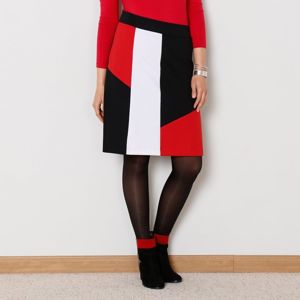 Blancheporte Sukně s grafickým vzorem, z úpletu Milano černá/bílá/červená 40