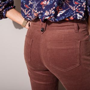 Blancheporte Manšestrové kalhoty s knoflíky švestková 38