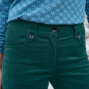Blancheporte Manšestrové kalhoty s knoflíky smaragdově zelená 46