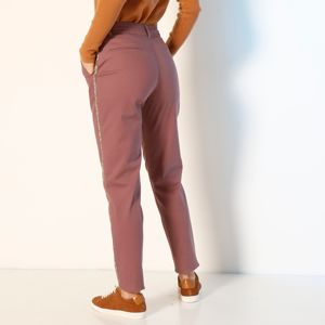 Blancheporte Chino kalhoty, třpytivé lampasy purpurová 40