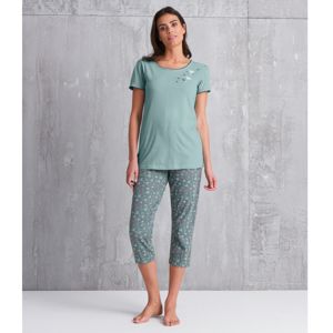 Blancheporte Pyžamové tričko s potiskem květin a krátkými rukávy zelenkavá 34/36