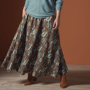 Blancheporte Dlouhá sukně s etno vzorem khaki 48