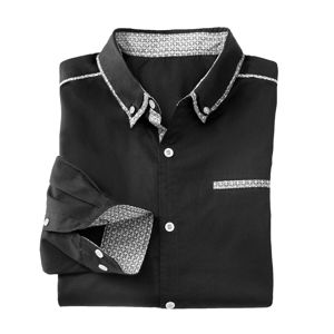 Blancheporte Jednobarevná košile s dlouhými rukávy a kontrastními detaily černá 39/40