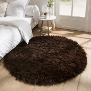 Blancheporte Kulatý koberec s vysokým vlasem čokoládová pr.70cm