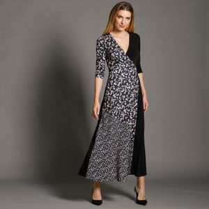 Blancheporte Dlouhé šaty s překříženým výstřihem černá/režná 50
