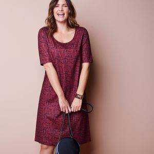 Blancheporte Šaty s minimalistickým vzorem a rukávy k loktům černá/červená 42/44