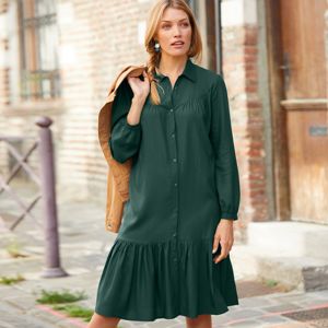 Blancheporte Košilové jednobarevné šaty smaragdová 44