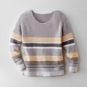 Blancheporte Pruhovaný pulovr šedá/zlatá 50