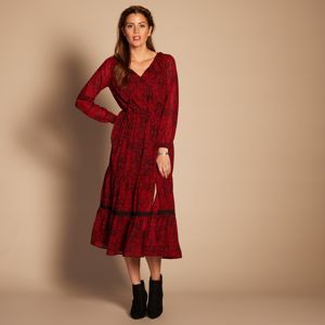 Blancheporte Dlouhé šaty s kašmírovým vzorem černá/červená 42