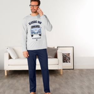 Blancheporte Pyžamo "Volkswagen" s dlouhými rukávy a kalhotami šedá/nám.modrá 117/126 (XXL)