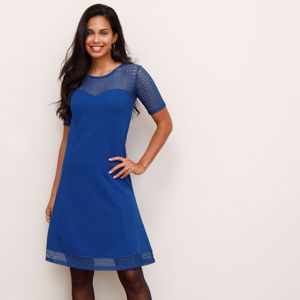 Blancheporte Rozšířené šaty s krajkovými vsadkami modrá 50