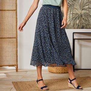 Blancheporte Dlouhá rozšířená sukně s minimalistickým vzorem námořnická modrá 42/44