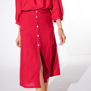 Blancheporte Jednobarevná dlouhá sukně s knoflíky červená 54