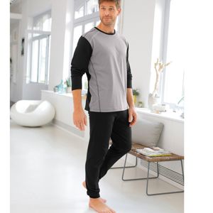 Blancheporte Pyžamo s prošitím a dlouhými rukávy, s kalhotami šedá/černá 117/126 (XXL)