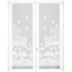 Blancheporte Rovná vitrážová záclona s motivem labutí, 1 pár bílá 60x220cm