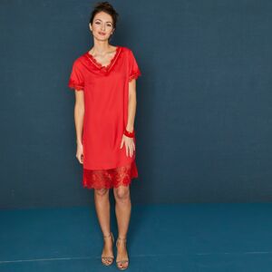 Blancheporte Krátké šaty s krajkovým zakončením červená 52