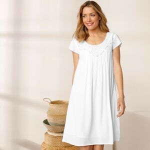 Blancheporte Jednobarevné šaty s macramé bílá 52