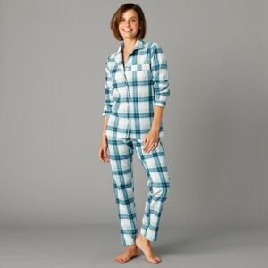 Blancheporte Flanelové pyžamo s kalhotami, kostkované zelená jedlová 52