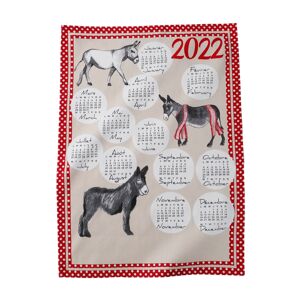 Blancheporte Sada 3 utěrek s potiskem kalendáře 2022, bavlna růžová+zelená+hnědošedá 46x60cm