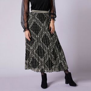 Blancheporte Dlouhá plisovaná sukně s potiskem černá/režná 50