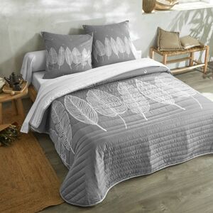 Blancheporte Prošívaný přehoz na postel s potiskem listů šedá povlak na polštář 65x65cm