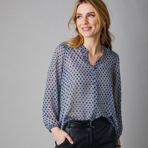 Blancheporte Šifonová košile s detaily žabičkování černá/modrá 46