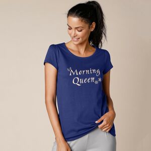 Blancheporte Pyžamové tričko s potiskem Morning Queen, krátké rukávy námořnická modrá 34/36