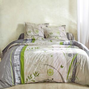 Blancheporte Povlečení Florentine, bavlna, potisk rostlinného vzoru zelená povlak na polštář 65x65cm+lem