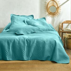 Blancheporte Prošívaný přehoz na postel s optickým efektem "listů" zelená mořská povlak na polštář 65x65cm