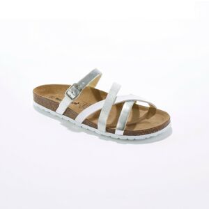 Blancheporte Korkové páskové pantofle stříbrná/bílá 36