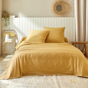 Blancheporte Jednobarevný tkaný přehoz na postel, bavlna medová povlak na polštář 65x65cm