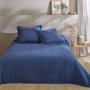 Blancheporte Jednobarevný prošívaný přehoz na postel s geometrickým designem nám.modrá povlak na pol.65x65cm,bez lemu