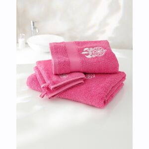 Blancheporte Froté koupelnová sada s výšivkou lapače snů 420 g/m2 fuchsie ručník 50x100cm+žínka