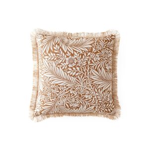 Blancheporte Sada 2 povlaků na polštářek s potiskem listů a jutovými třásněmi, čtvercový nebo karamelová 40x40cm