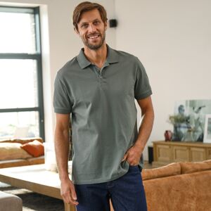 Blancheporte Jednobarevné polo tričko z piké úpletu, s krátkými rukávy šedozelená 127/136 (3XL)