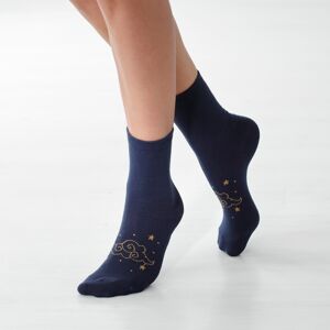 Blancheporte Sada 4 párů ponožek se sladěným motivem "hvězdy" nám.modrá/modrá 39/42