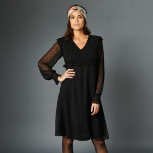 Blancheporte Rozšířené šaty s výšivkou a žabičkováním černá 50