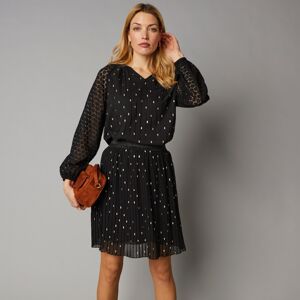 Blancheporte Krátká plisovaná sukně z voálu černá/zlatá 34/36