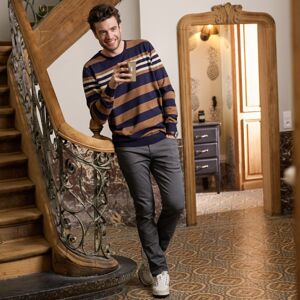 Blancheporte Pruhovaný pulovr s kulatým výstřihem a dlouhými rukávy nám.modrá/měděná 107/116(XL)