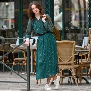 Blancheporte Dlouhá plisovaná sukně z voálu zelená/zlatá 54