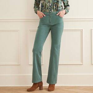Blancheporte Bootcut kalhoty z pružného tvilu zelená 44