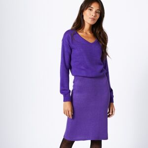 Blancheporte Jednobarevná pletená sukně, kašmírová na dotek fialová 52