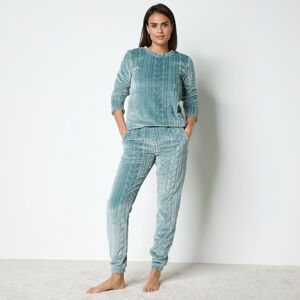 Blancheporte Fleecové pyžamo s optickým efektem modrošedá 54