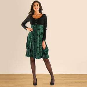 Blancheporte Šaty s potiskem a dlouhými rukávy černá/zelená 56