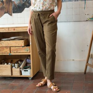 Blancheporte Rovné kalhoty joggpant z bavlněné gázoviny tmavá zemitá 52