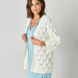 Blancheporte Kimono kardigan s ažurovým vzorem režná 34/36