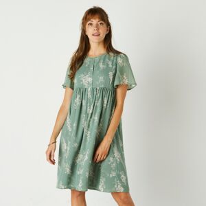 Blancheporte Rozšířené šaty s dvoubarevným potiskem zelená/režná 46