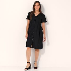 Blancheporte Rozšířené jednobarevné šaty na knoflíčky černá 36