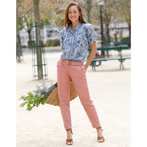 Blancheporte Rovné kalhoty s páskem růžové dřevo 36