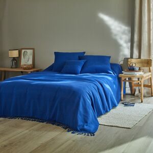 Blancheporte Ručně tkaný pléd nebo přehoz, jednobarevné modrá povlak na polštář 63x63cm